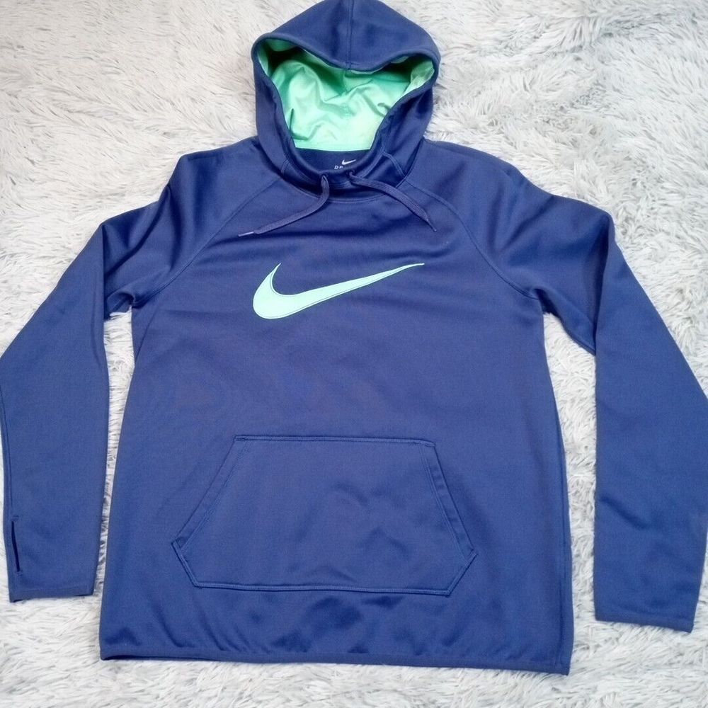 Nike Sweatshirt Womens M Purple Hoodie Athletic Dri Fit Thumb Hole Center Swoosh